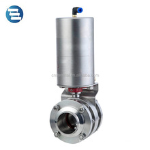 SS304 SS316L Sanitary Three Piece Type Pneumatic Control Union Butterfly Valve
